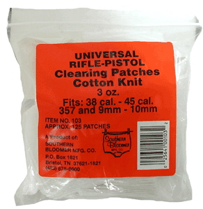 Southern Bloomer 103 Cleaning Patches  Cotton 2.50″ x 2.50″ 130 Per Bag Rifle/Handgun