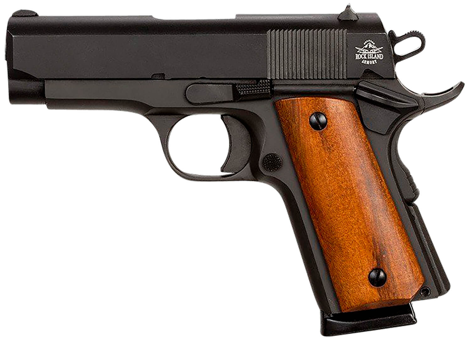 Rock Island 51416 GI Standard CS *CA Compliant 45 ACP Caliber with 3.50″ Barrel 7+1 Capacity Overall Black Parkerized Finish Steel Beavertail Frame Serrated Slide & Wood Grip Rock Island 51416 GI Standard CS *CA Compliant 45 ACP Caliber with 3.50″ Barrel 7+1 Capacity Overall Black Parkerized Finish Steel Beavertail Frame Serrated Slide & Wood Grip
