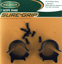 Weaver Mounts 49163 Sure Grip Detachable Rings Matte Black 1ā³ Medium Weaver Mounts 49163 Sure Grip Detachable Rings Matte Black 1ā³ Medium