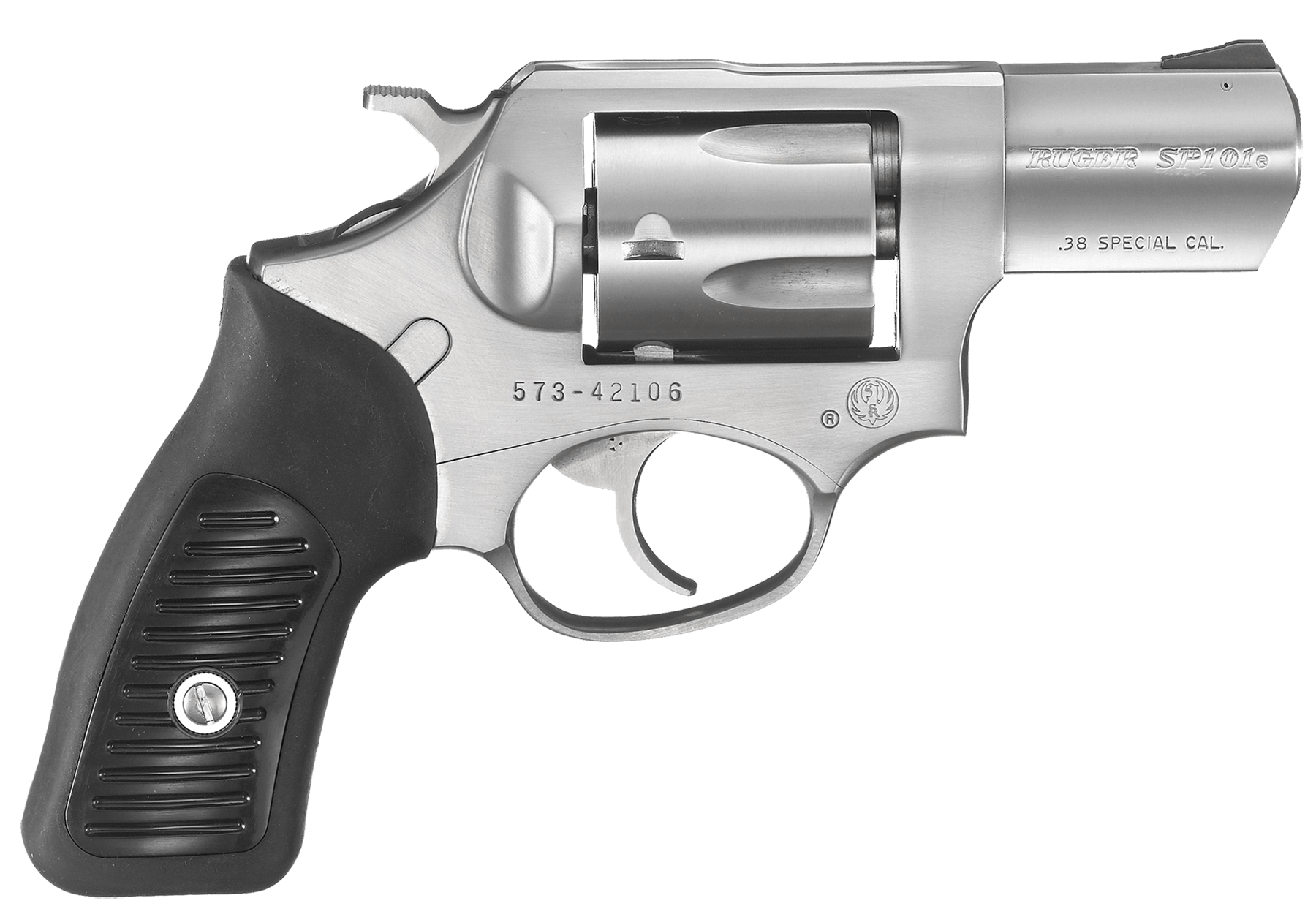 Ruger 5737 SP101 38 Special +P 5rd 2.25″ Satin Stainless Steel Barrel Cylinder & Frame Black Rubber Grip Transfer Bar Safety Exposed Hammer Ruger 5737 SP101 38 Special +P 5rd 2.25″ Satin Stainless Steel Barrel Cylinder & Frame Black Rubber Grip Transfer Bar Safety Exposed Hammer