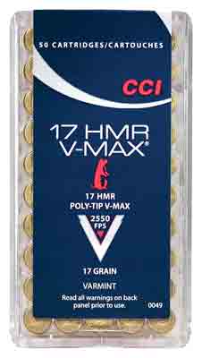 CCI 0049 VMAX 17HMR 17 gr Hornady V-Max 50rd Box CCI 0049 VMAX 17HMR 17 gr Hornady V-Max 50rd Box