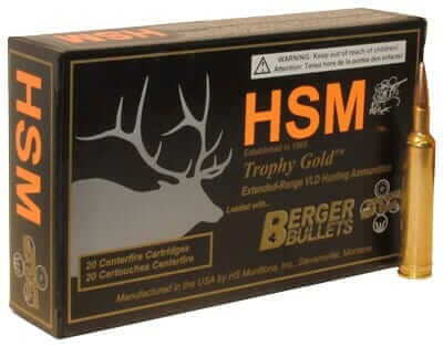 HSM 257WBY115 Trophy Gold Extended Range 257 Wthby Mag 115 gr Berger Hunting VLD Match (BHVLDM) 20rd Box HSM 257WBY115 Trophy Gold Extended Range 257 Wthby Mag 115 gr Berger Hunting VLD Match (BHVLDM) 20rd Box