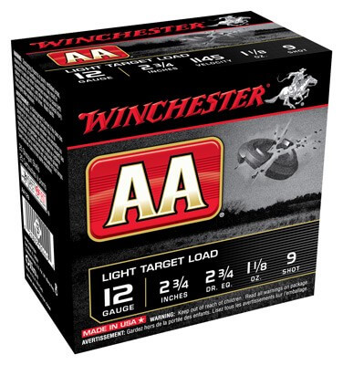 Winchester Ammo AA129 AA Light Target 12 Gauge 2.75″ 1 1/8 oz 9 Shot 25rd Box