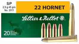 Sellier & Bellot SB22HB Rifle  22 Hornet 45 gr Soft Point 20rd Box/ 90 Case