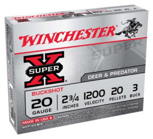 Winchester Ammo XB203 Super X  20 Gauge 2.75″ 20 Pellets 3 Buck Shot 5 Bx