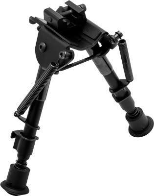 TruGlo TG8901S Tac•Pod  Fixed Bipod 6-9″ Vertical Adjustment  Black Aluminum w/Rubber Feet  Sling Stud or Picatinny Rail Attachment  Spring Assisted Design Includes Adapter