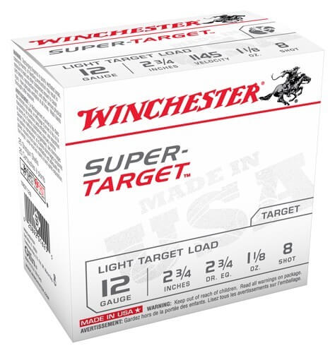Winchester Ammo TRGT128 Super-Target Light Target 12 Gauge 2.75″ 1 1/8 oz 8 Shot 25rd Box