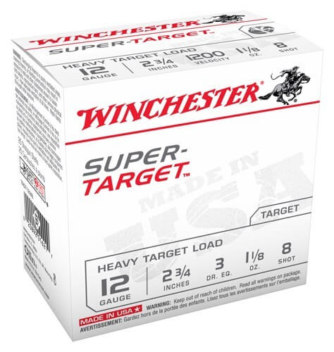 Winchester Ammo TRGT12M8 Super-Target Heavy 12 Gauge 2.75″ 1 1/8 oz 8 Shot 25rd Box