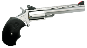 North American Arms MMTM Mini-Master *CA Compliant 22 WMR 5 Shot 4″ Vent Rib Barrel  Overall Stainless Steel Finish  Finger Grooved Black Rubber Grip  Adjustable Sights