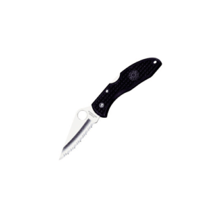 Spyderco C11SBK Delica 4  2.88″ Folding Drop Point Serrated VG-10 SS Blade/Black  Textured FRN Handle Includes Pocket Clip