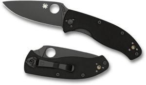 Spyderco C122GBBKP Tenacious  3.39″ Folding Drop Point Plain Black Matte 8Cr13MoV SS Blade Black  Textured G10 Handle Includes Pocket Clip