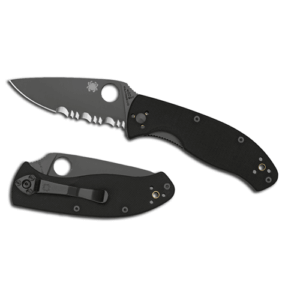 Spyderco C122GBBKPS Tenacious 3.39″ Folding Drop Point Part Serrated Black Matte 8Cr13MoV SS Blade Black Textured G10 Handle Includes Pocket Clip