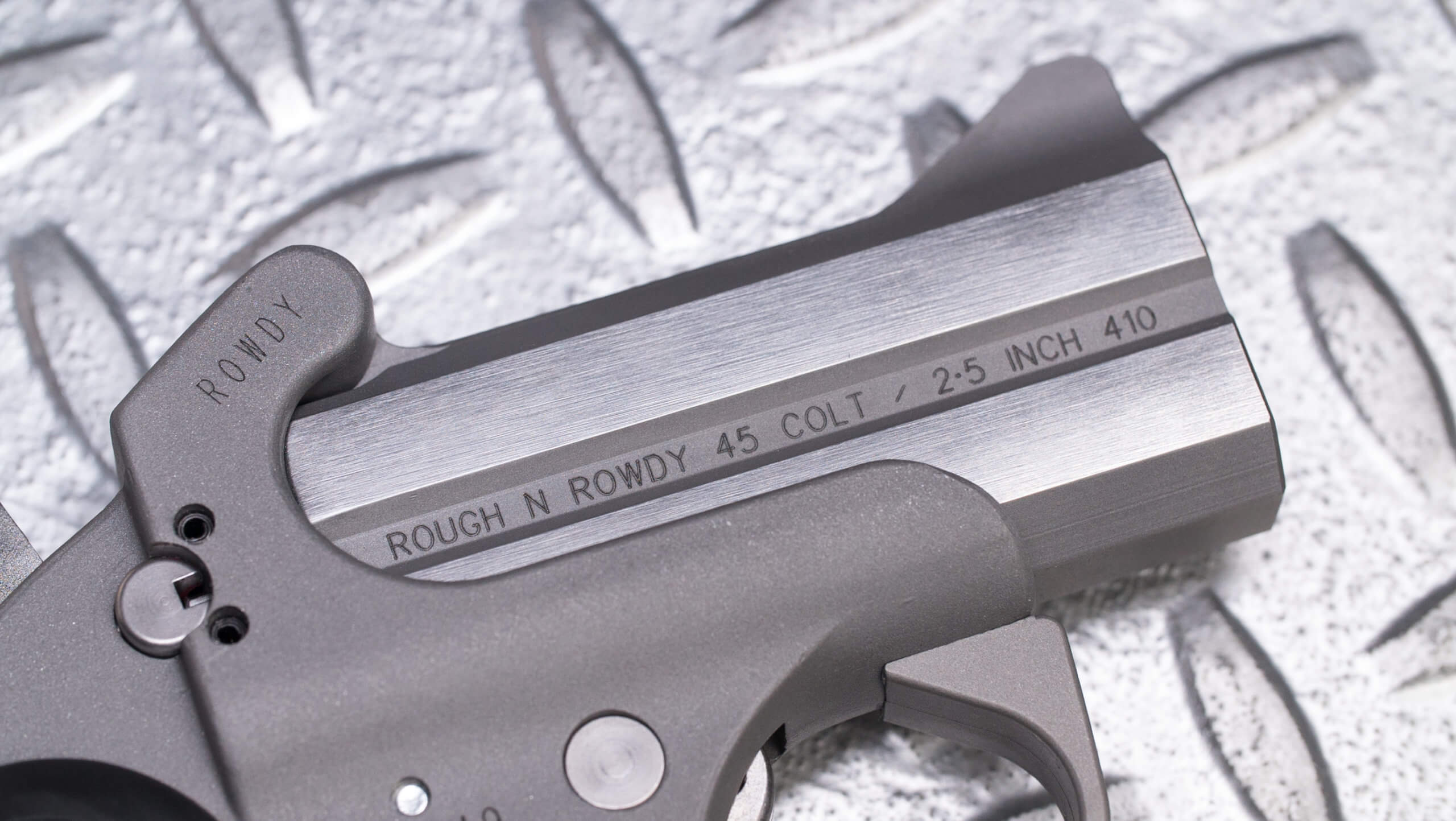 Bond Arms BARW Rowdy 45 Colt (LC)/410 Gauge 2rd 3″ Polished Stainless Steel Double Barrel & Bead Blasted Frame Auto Extractor & Rebounding Hammer Blade Front/Fixed Rear Sights Rubber Grip Manual Safety Bond Arms BARW Rowdy 45 Colt (LC)/410 Gauge 2rd 3″ Polished Stainless Steel Double Barrel & Bead Blasted Frame Auto Extractor & Rebounding Hammer Blade Front/Fixed Rear Sights Rubber Grip Manual Safety