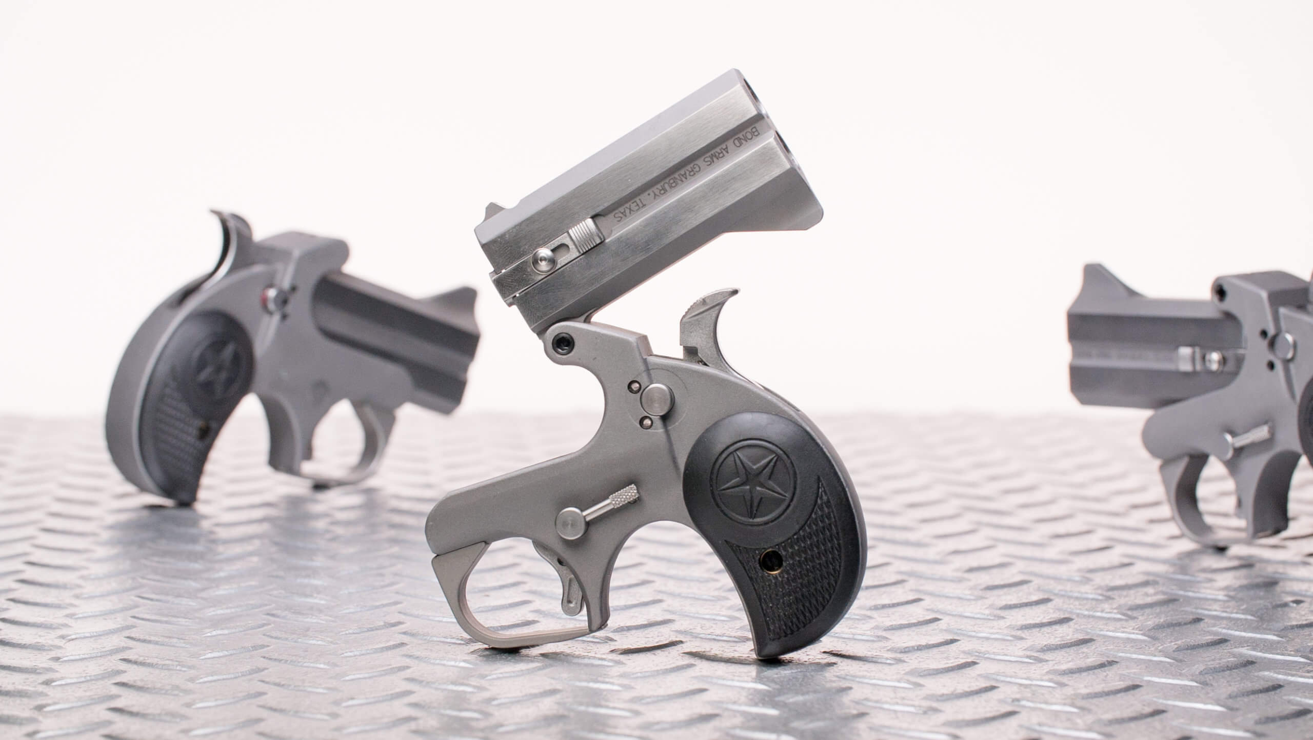 Bond Arms BARW Rowdy 45 Colt (LC)/410 Gauge 2rd 3″ Polished Stainless Steel Double Barrel & Bead Blasted Frame Auto Extractor & Rebounding Hammer Blade Front/Fixed Rear Sights Rubber Grip Manual Safety Bond Arms BARW Rowdy 45 Colt (LC)/410 Gauge 2rd 3″ Polished Stainless Steel Double Barrel & Bead Blasted Frame Auto Extractor & Rebounding Hammer Blade Front/Fixed Rear Sights Rubber Grip Manual Safety