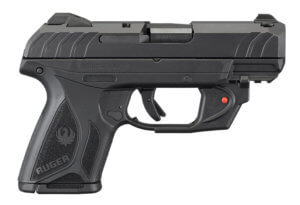 Ruger 3830 Security-9 Compact 9mm Luger  3.42″ Barrel 10+1  Black Polymer Frame With Picatinny Acc. Rail  Black Oxide Steel Slide  Manual Safety  Includes Viridian Red Laser