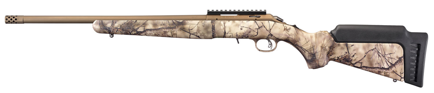 Ruger 8374 American Rimfire Full Size 17 HMR 9+1 18″ Bronze Cerakote Threaded Barrel Picatinny Rail Steel Receiver GoWild Camo I-M Brush Synthetic Fixed Stock Right Hand Ruger 8374 American Rimfire Full Size 17 HMR 9+1 18″ Bronze Cerakote Threaded Barrel Picatinny Rail Steel Receiver GoWild Camo I-M Brush Synthetic Fixed Stock Right Hand