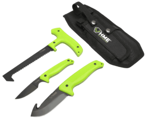 HME KN3PFK 3-Piece Field Kit Fixed 420HC Stainless Steel Black Oxide Thermoplastic Rubber Green 9.50″ Gut Hook/8.75″ Saw/7.50″ Caper HME KN3PFK 3-Piece Field Kit Fixed 420HC Stainless Steel Black Oxide Thermoplastic Rubber Green 9.50″ Gut Hook/8.75″ Saw/7.50″ Caper