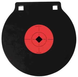 Birchwood Casey 47604 World of Targets Double Hole 8″ Pistol/Rifle Black/Orange AR500 Steel Circle w/Crosshair & Diamond 0.38″ Thick Hanging