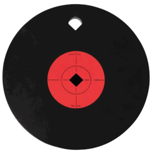 Birchwood Casey 47614 World of Targets Single Hole 10″ Pistol/Rifle Black/Orange AR500 Steel Circle w/Crosshair & Diamond 0.38″ Thick Hanging