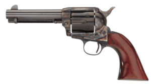 Taylors & Company 555148 1873 Cattleman Gunfighter 357 Mag Caliber with 4.75″ Blued Finish Barrel  6rd Capacity Blued Finish Cylinder  Color Case Hardened Finish Steel Frame & Walnut Army Size Grip