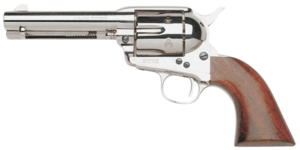 Taylors & Company 555124 1873 Cattleman 357 Mag Caliber with 4.75″ Barrel  6rd Capacity Cylinder  Overall Nickel-Plated Finish Steel & Walnut Grip