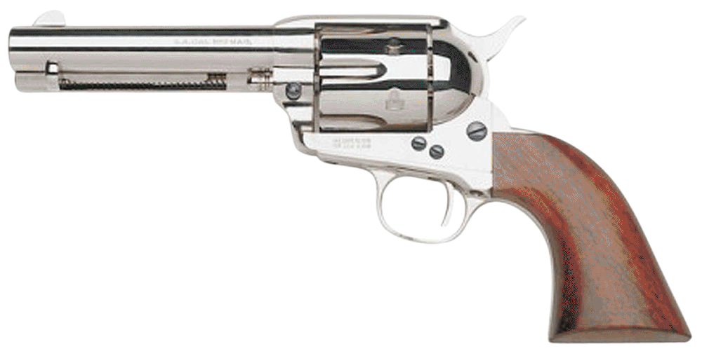Taylors & Company 555124 1873 Cattleman 357 Mag Caliber with 4.75″ Barrel 6rd Capacity Cylinder Overall Nickel-Plated Finish Steel & Walnut Grip Taylors & Company 555124 1873 Cattleman 357 Mag Caliber with 4.75″ Barrel 6rd Capacity Cylinder Overall Nickel-Plated Finish Steel & Walnut Grip