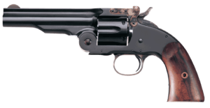 Taylors & Company 550664 Second Model Schofield 45 Colt (LC) Caliber with 5″ Barrel 6rd Capacity Cylinder Overall Blued Finish Steel & Walnut Grip Taylors & Company 550664 Second Model Schofield 45 Colt (LC) Caliber with 5″ Barrel 6rd Capacity Cylinder Overall Blued Finish Steel & Walnut Grip