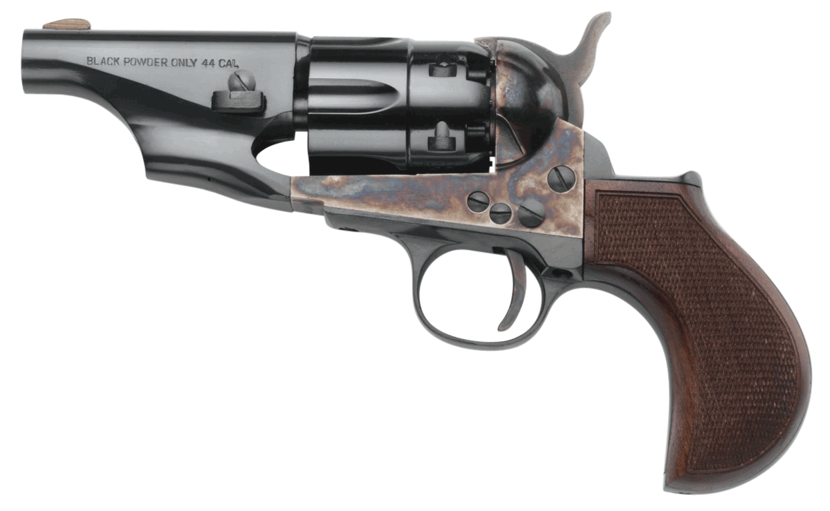 Taylors & Company 200017 1860 Army Snub Nose Break Open 44 Cal Striker Fire 3″ 6 Shot Color Case Hardened Frame Blued Barrel & Cylinder Walnut Grip Taylors & Company 200017 1860 Army Snub Nose Break Open 44 Cal Striker Fire 3″ 6 Shot Color Case Hardened Frame Blued Barrel & Cylinder Walnut Grip