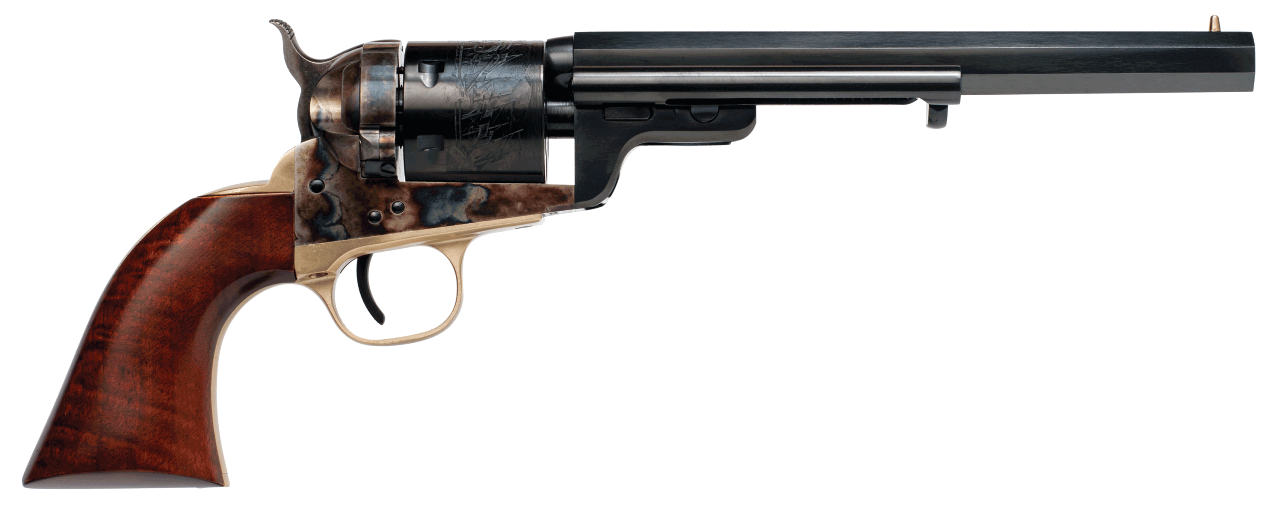 Cimarron CA925 1851 Richards-Mason 38 Special 6 Shot 7.50" Blued Octagon Barrel & Cylinder Color Case Hardened Steel Frame Brass Bead Front Sight Walnut Grip