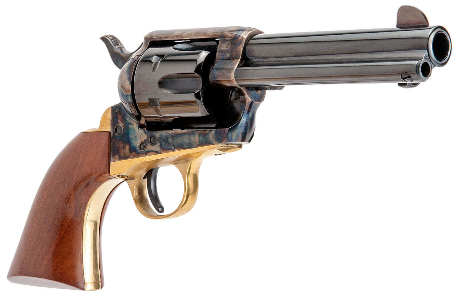 Cimarron PPP45 Pistolero 45 Colt (LC) 6 Shot 4.75" Blued Barrel & Cylinder Wide Front Sight Color Case Hardened Steel Frame Brass Backstop & Trigger Guard Walnut Grip - Image 2