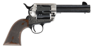 Cimarron PP410LSFW Frontier Pre-War 1896-1940 45 Colt (LC) 6 Shot  4.75″ Blued Steel Barrel  Blued Cylinder  Old Silver Engraved Steel Frame  Checkered Walnut Grip  Exposed Hammer
