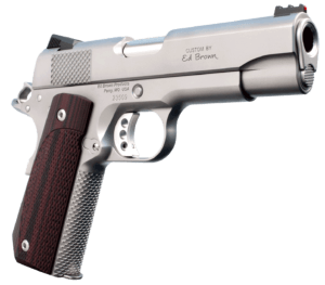 Ed Brown KC18SS 1911 Kobra Carry Serrated Frame 45 ACP 7+1 4.25ā³ Stainless Recessed Crown Barrel Matte Stainless Serrated Steel Slide & Frame Laminate Wood Grip Right Hand Ed Brown KC18SS 1911 Kobra Carry Serrated Frame 45 ACP 7+1 4.25ā³ Stainless Recessed Crown Barrel Matte Stainless Serrated Steel Slide & Frame Laminate Wood Grip Right Hand
