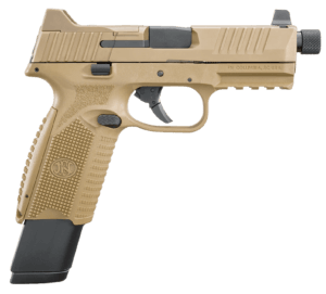 FN 66100373 509T  9mm Luger 17+1/24+1 4.50″ Black Steel Threaded Barrel  Flat Dark Earth Optic Cut/Serrated Stainless Steel Slide  Flat Dark Earth Polymer Frame w/Picatinny Rail