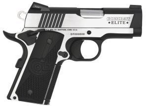 Colt Mfg O7080CE Combat Elite Commander Compact Frame 9mm Luger 8+1  3" Stainless Steel Barrel  Two-Tone Serrated Stainless Steel Slide & Frame w/Beavertail  Black Scalloped G10 Grip  Ambidextrous