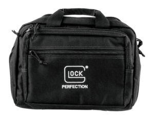 Glock AP60300 Double Pistol Case  Dual Padded Compartments  5 Internal Mag Holders  3 Zippered Compartments  Carry Handle  Black  12.5″x9.5″x4.5″