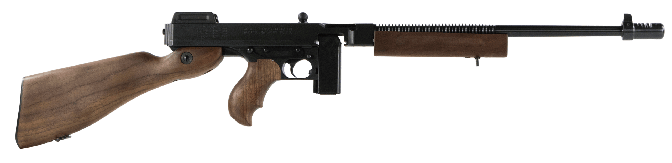 Thompson T110SH 1927A-1 Deluxe 45 ACP Caliber with 18″ Barrel 10+1 Capacity (Stick) Blued Metal Finish American Walnut Stock Horizontal Wood Grip Right Hand Thompson T110SH 1927A-1 Deluxe 45 ACP Caliber with 18″ Barrel 10+1 Capacity (Stick) Blued Metal Finish American Walnut Stock Horizontal Wood Grip Right Hand