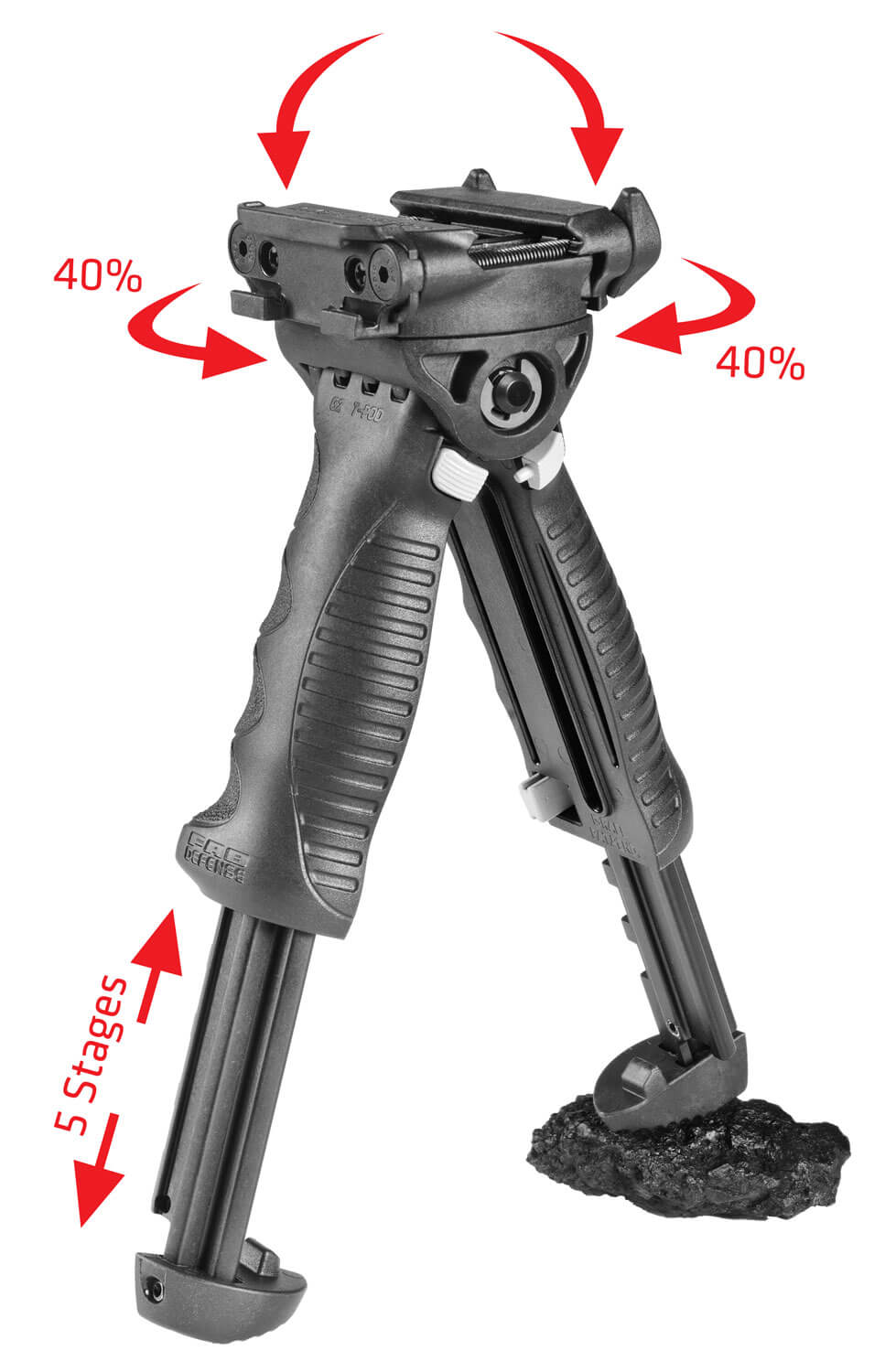 FAB Defense FXTPODG2B T-Pod G2 Rotating Tactical Foregrip & Bipod 5 Position Adjustable FAB Defense FXTPODG2B T-Pod G2 Rotating Tactical Foregrip & Bipod 5 Position Adjustable