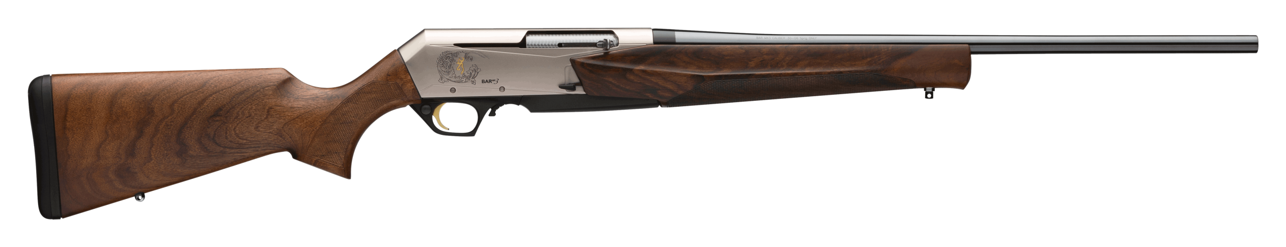 Browning 031047227 BAR MK3 Full Size 7mm Rem 3+1 24" Blue Polished Sporter Barrel Drilled & Tapped Engraved Matte Nickel Aluminum Receiver Fixed Oiled Turkish Walnut Stock Right Hand