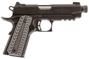 Browning 051821490 1911-22 Black Label SR Compact 22 LR 10+1  4.25" Matte Stainless Steel Threaded Barrel  Matte Black Serrated Slide  Matte Black Polymer Frame w/Picatinny Rail & Beavertail  Black/Gray Textured G10 Grips