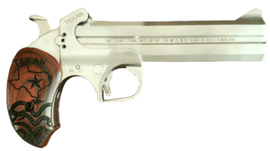 Bond Arms BATX Texan Derringer Single 45 Colt (LC)/410 Gauge 2rd 6″ Stainless Steel Double Barrel & Frame Blade Front/Fixed Rear Sights Custom Engraved Rosewood Grip Manual Safety Bond Arms BATX Texan Derringer Single 45 Colt (LC)/410 Gauge 2rd 6″ Stainless Steel Double Barrel & Frame Blade Front/Fixed Rear Sights Custom Engraved Rosewood Grip Manual Safety