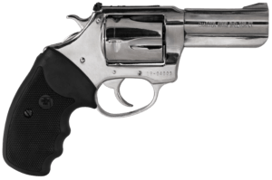 Charter Arms 73539 Mag Pug  Large 357 Mag  5 Shot 3″ High Polished Stainless Steel Barrel  Cylinder & Frame w/Black Finger Grooved Rubber Grip