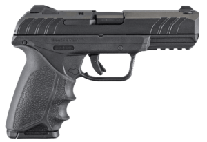Ruger 3819 Security-9  9mm Luger  4″ Barrel 10+1  Black Polymer Frame With Picatinny Acc. Rail  Black Oxide Steel Slide  Hogue Beavertail HandALL Rubber Grip