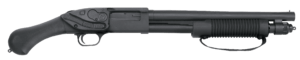 Mossberg 50638 590 Shockwave 12 Gauge 5+1 3″ 14.375″ Heavy Barrel  Blued Metal Finish  Drilled & Tapped Receiver  Dual Extractors  Corncob Forend w/Strap  Raptor Birdshead Grip Stock  Includes Crimson Trace LS-250 Lasersaddle