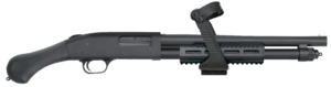 Mossberg 50647 590 Shockwave Shock ‘N’ Saw 12 Gauge 5+1 3″ 14.375″ Heavy Stand-Off Barrel w/Breech Muzzle  Blued Metal Finish  Dual Extractors  Drilled & Tapped Receiver  Aluminum Railed Forend  Raptor Birdshead Grip Stock  Chainsaw Top Handle