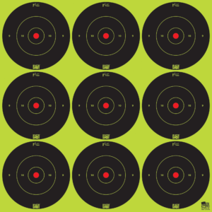 Pro-Shot 2BGREEN108 SplatterShot  Black/Green Self-Adhesive Paper Impact Enhancement 2″ Bullseye 108 Targets/12 Sheets