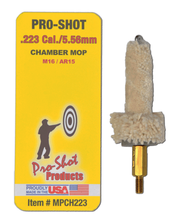 Pro-Shot MPCH223 Chamber Mop Military Style .223 Rem/5.56x45mm NATO AR Platform #8-32 Thread 100% Cotton Mop Brass Core Pro-Shot MPCH223 Chamber Mop Military Style .223 Rem/5.56x45mm NATO AR Platform #8-32 Thread 100% Cotton Mop Brass Core