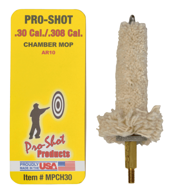 Pro-Shot MPCH30 Chamber Mop Military Style .30/ .308/ 7.62x51mm NATO AR Platform #8-32 Thread 100% Cotton Mop Brass Core Pro-Shot MPCH30 Chamber Mop Military Style .30/ .308/ 7.62x51mm NATO AR Platform #8-32 Thread 100% Cotton Mop Brass Core