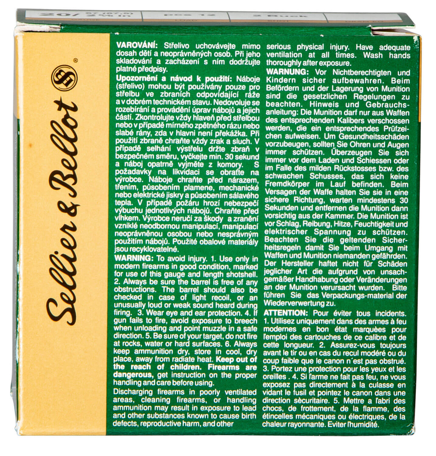 Sellier & Bellot SB20BSA Hunting 20 Gauge 2.75″ 12 Pellets 1 oz 2 Shot 25 Bx Sellier & Bellot SB20BSA Hunting 20 Gauge 2.75″ 12 Pellets 1 oz 2 Shot 25 Bx