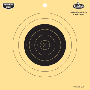 Birchwood Casey 35815 Dirty Bird  8″ Bullseye Tagboard Hanging 50 yds Small Bore Rifle Black/Yellow 25 Per Pkg
