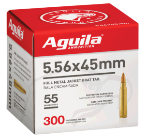 Aguila 1E556126 Target & Range Rifle 5.56x45mm NATO 55gr Full Metal Jacket Boat Tail 300 Per Box/4 Case